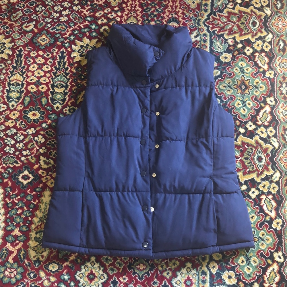 Forever 21 Navy Blue Puffer Vest with Collar